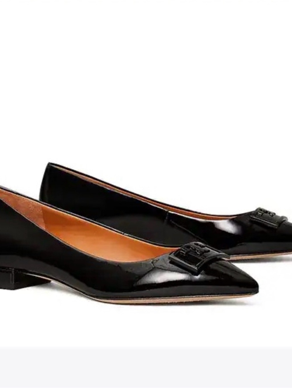 Tory Burch Gigi 20mm Black Pointy Toe Flats Black Patent Leather Size 6 EUC